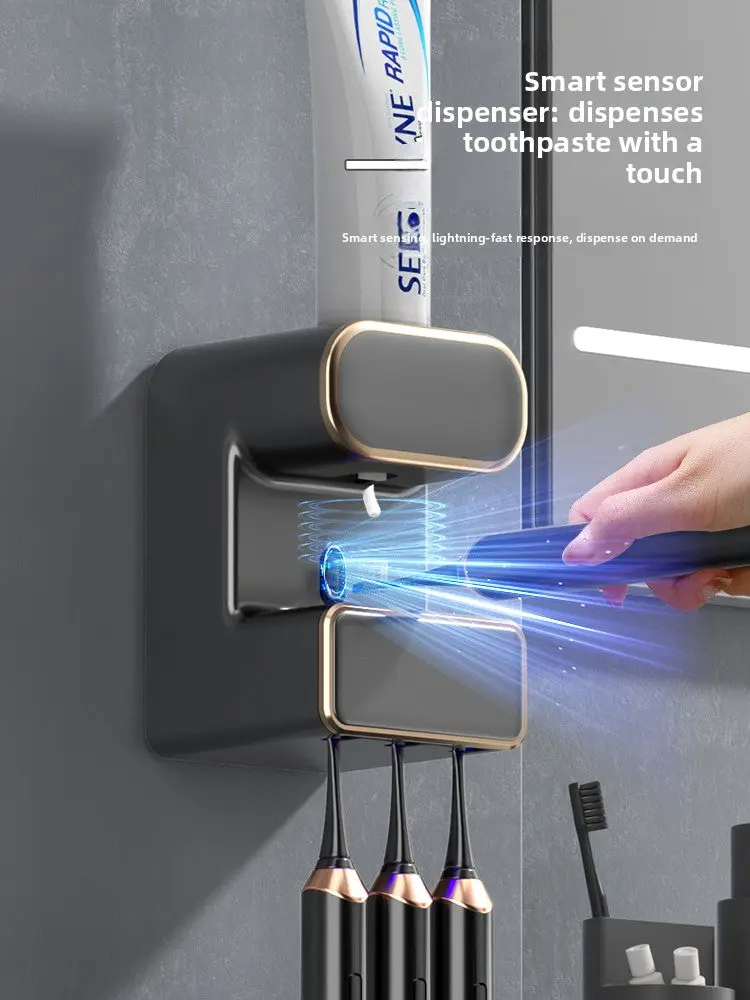 Electric Toothbrush Sanitizer & Automatic Toothpaste Dispenser
