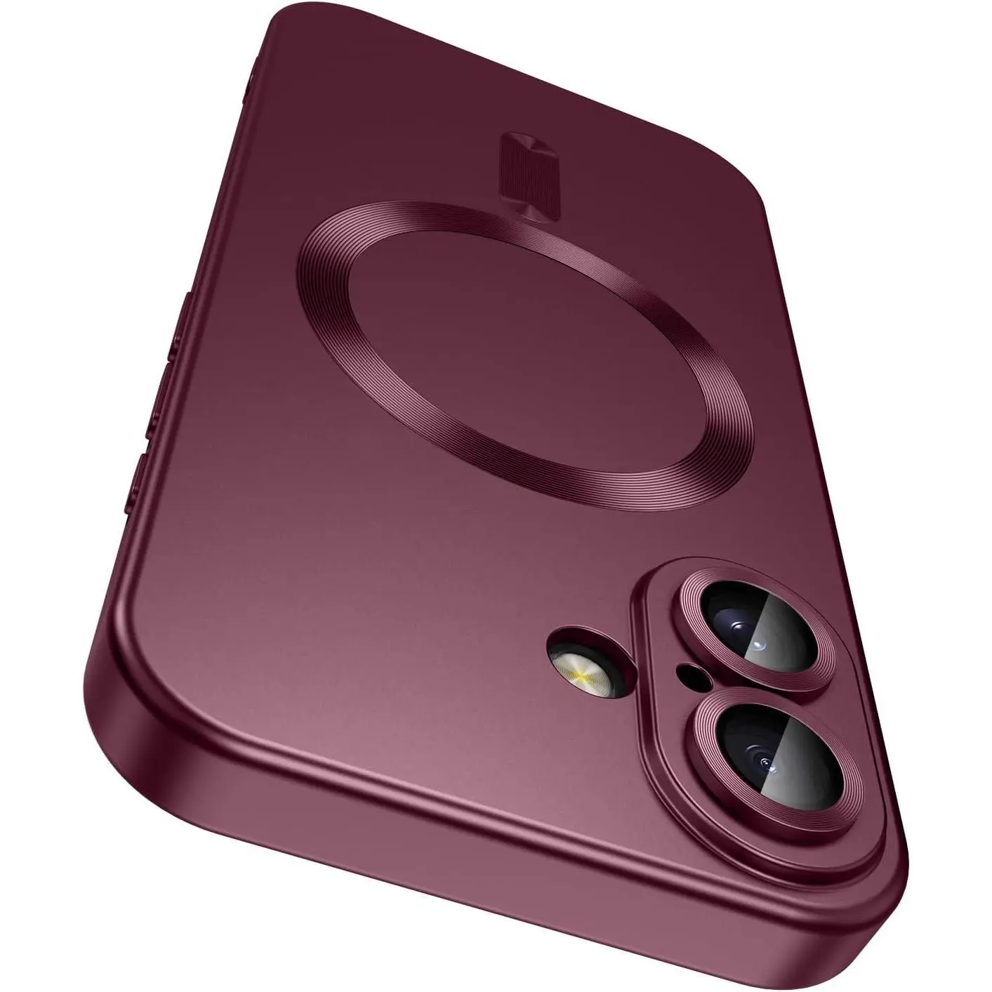 LEKEVO Magnetic for iPhone 17 Case [Compatible with MagSafe][Built-in Camera Lens Protector] Slim Thin Soft Silicone Bumper Shockproof Metallic Luster Phone Case (Burgundy)