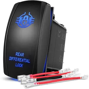 Nilight Rear Differential Lock Rocker Switch Led Light Bar 5 Pin Laser On Off SPST Switches 20A/12V 10A/24V Blue with Jumper Wires Set for Cars Trucks Boats ATVs UTVs RVs