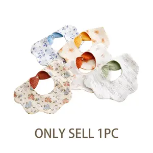 Cute Flower Baby Bib Set, Adjustable Bib Straps, Ab Face Design, Soft Cotton Material, Perfect for Feeding & Drooling Protection, Unisex Infant Clothing
