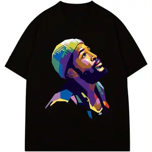 Abstract Portrait Print T-Shirt Men's Graphic T-Shirt Modern Art - Inspired T-Shirt Printed Tee Soft and Comfortable Crew Neck 100% Cotton Short Sleeve Ideal for Casual and Art - Related Events T-Shirt Menswear Top