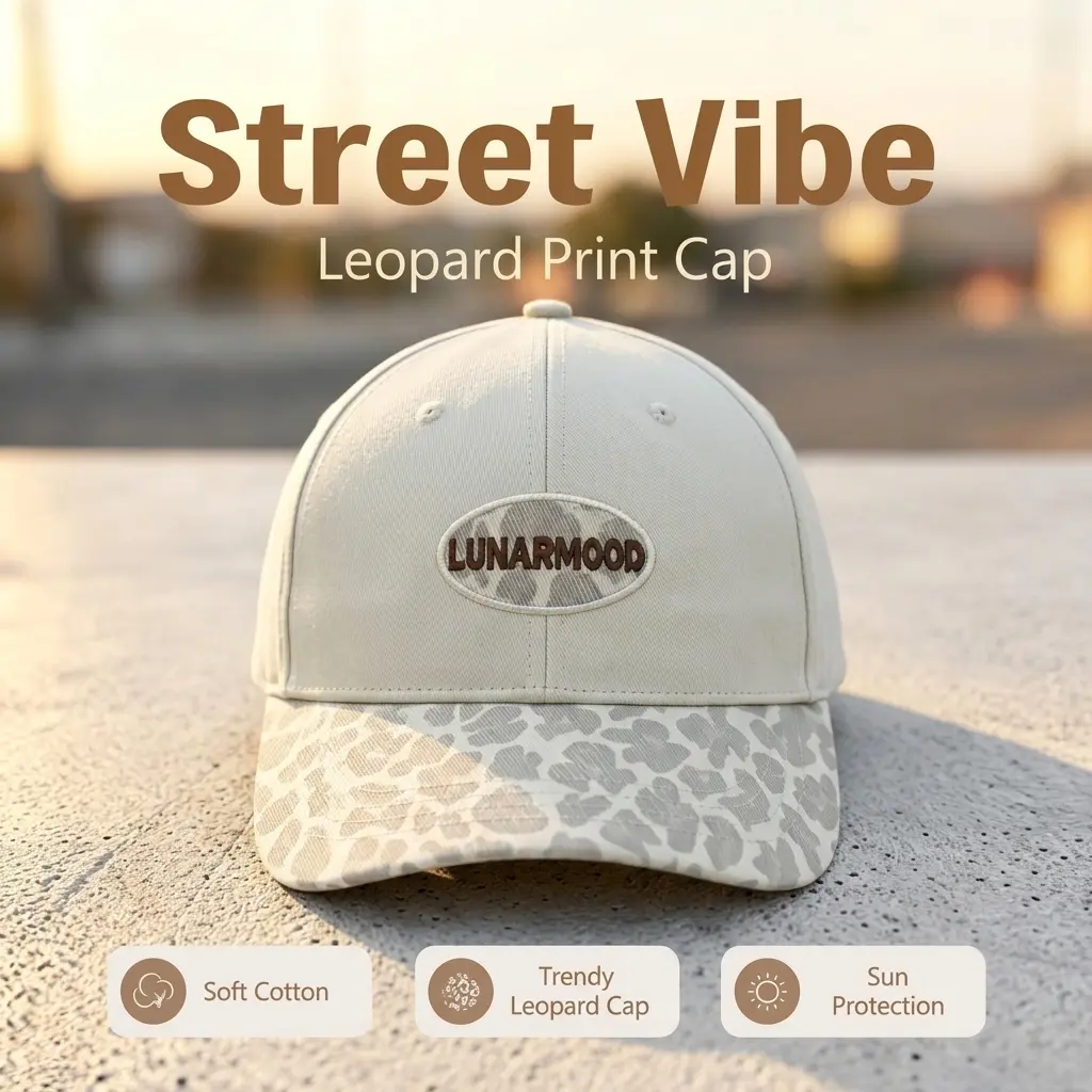 Guanhua Retro Leopard Patchwork Baseball Cap - Unisex Cotton Twill Dad Hat with 3D Embroidery, Adjustable for Casual, Beach, Street Wear, UV Prevention, Hand Wash Only, Buckle, Birthday, Daily, Fitted, Fitted Hats, Streetwear Hats campingessentials