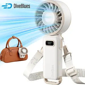 DiveBlues D6036 Portable Handheld Turbo Fan 15 Hours Battery Operated 100 Gear Speed 5-in-1 Foldable for Summer Travel Outdoor Activities Beach Indoor Office Desk Multifunctional Fan Rechargeable Cooling Fan
