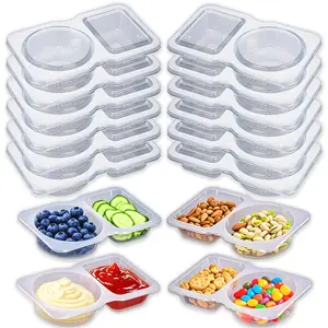 11 Pack Reusable Snack Containers with Lids – Double Compartment Meal Prep Boxes, Leak-Proof Dip & Sauce Storage Containers for Kids & Adults, Bento Lunch Accessories