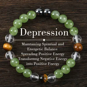 Crystal Bracelet, 8mm Natural Tiger's Eye Stone And Handmade Crystal Beads, Solid Color, Inspired Women's And Men's Jewelry Gift Stone Bracelet For Women, Brings Serenity & Luck - Sparkling Faux Crystal Jewelry, Infused With Prosperity Energy