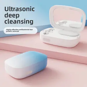 Portable Ultrasonic Contact Lens Cleaner – Automatic Cleaning with Blue Light Disinfection, Compact Travel Lens Cleaning Device