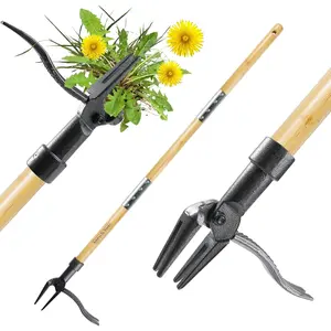 Weeder - Stand Up Weed Tool Made with Long Handle - Real Bamboo & 4-Claw Head, Tool Weed Remove Tool for Lawn/Yard