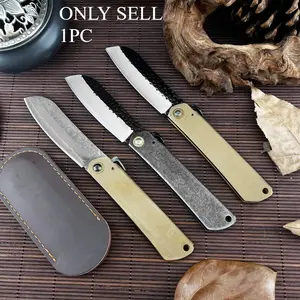 Higonokami Folding Pocket Knife, Damascus Steel Blade, Brass Handle, Outdoor Survival Knife, Jungle Hiking Fruit Knife, Multiple Styles, Survival Gear, Survival Tools, Outdoor Survival Equipment