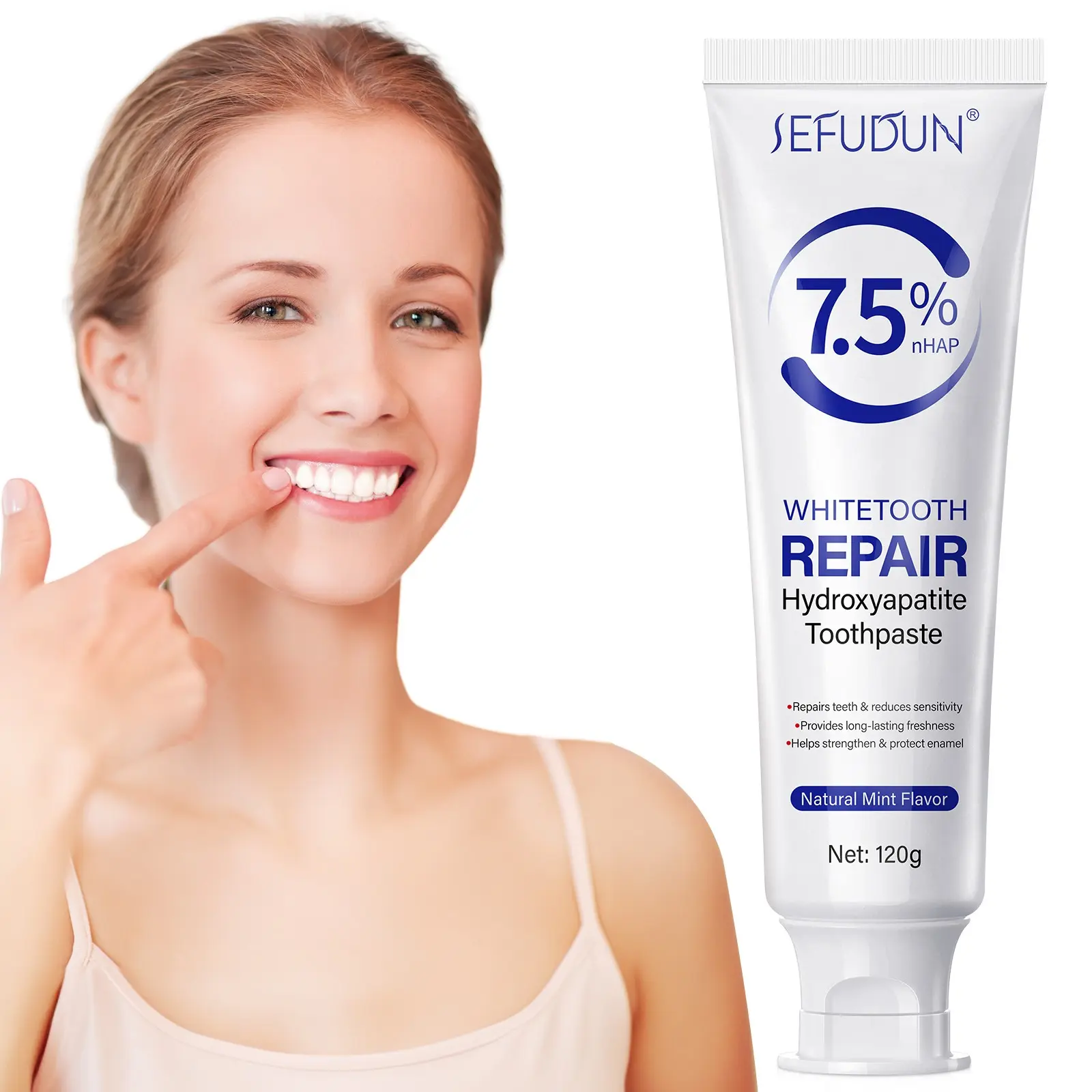 SEFUDUN Family Edition Hydroxyapatite Repair Toothpaste: fluoride-free, hypoallergenic, suitable for the whole family, deeply cleans teeth, freshens breath, supports oral health, Daily, Mint Toothpaste, Oral care toothpaste