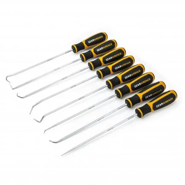 GearWrench KDT-84010H 8-Piece Corrosion-Resistant Metal Long Hook & Pick Hand Tool Kit, 1.01 lbs Handle-Equipped Set for Tools & Hardware Use