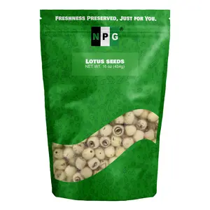NPG Dried Lotus Seeds 16oz, Phool Makhana, Fox Nut, Dried Coreless natural herbal Lotus Seed, for Sweet Dessert Soup, Paste and Porridge