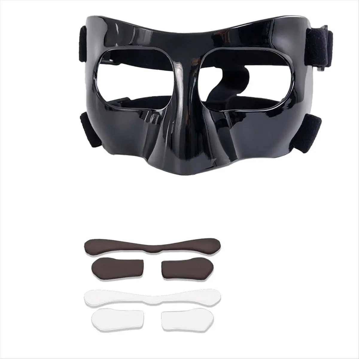 Unisex Sports Face Guard with Plastic Shell, Nose Guard for Broken Nose Includes Pads, Basketball-Football Training Protective Shield, Black