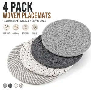 Heat Resistant 4 Pack Trivets 7 Inch, Hot Pads for Dishes Pots Pans, Kitchen Pot Holders for Countertops Table, Farmhouse Decor Home Essentials, Billbotk#SummerVibes