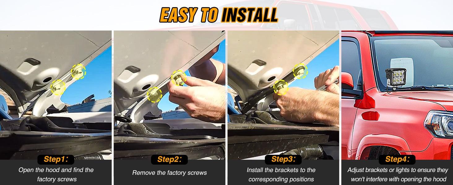 Nilight Ditch Light Brackets Hood Hinges Mount Bracket Kit for Auxiliary Offroad LED Pods Work Lighting Compatible with Toyota 4Runner 2009-2023 Tundra 2007-2021 Nilight Ditch Light Brackets Hood Hinges Mount Bracket Kit for Auxiliary Offroad LED Pods Work Lighting Compatible with Toyota 4Runner 2009-2023 Tundra 2007-2021