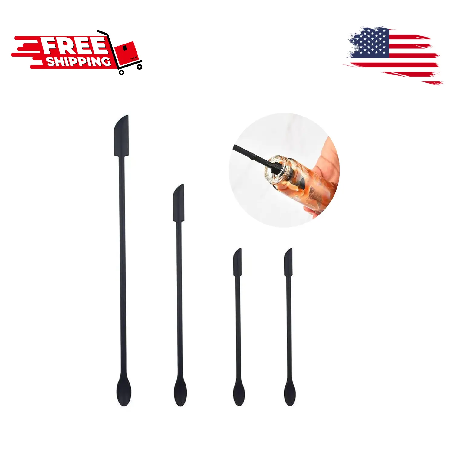 4 Pieces Mini Silicone Spatula Set (4, BLACK)