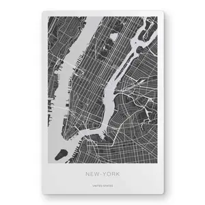 212 MAIN Artistic New York City Map Photo Wall Artwork - 12x18 in. Lightweight Aluminum Metal Print, Industrial Shapes Design, Home Decoration for Rooms
