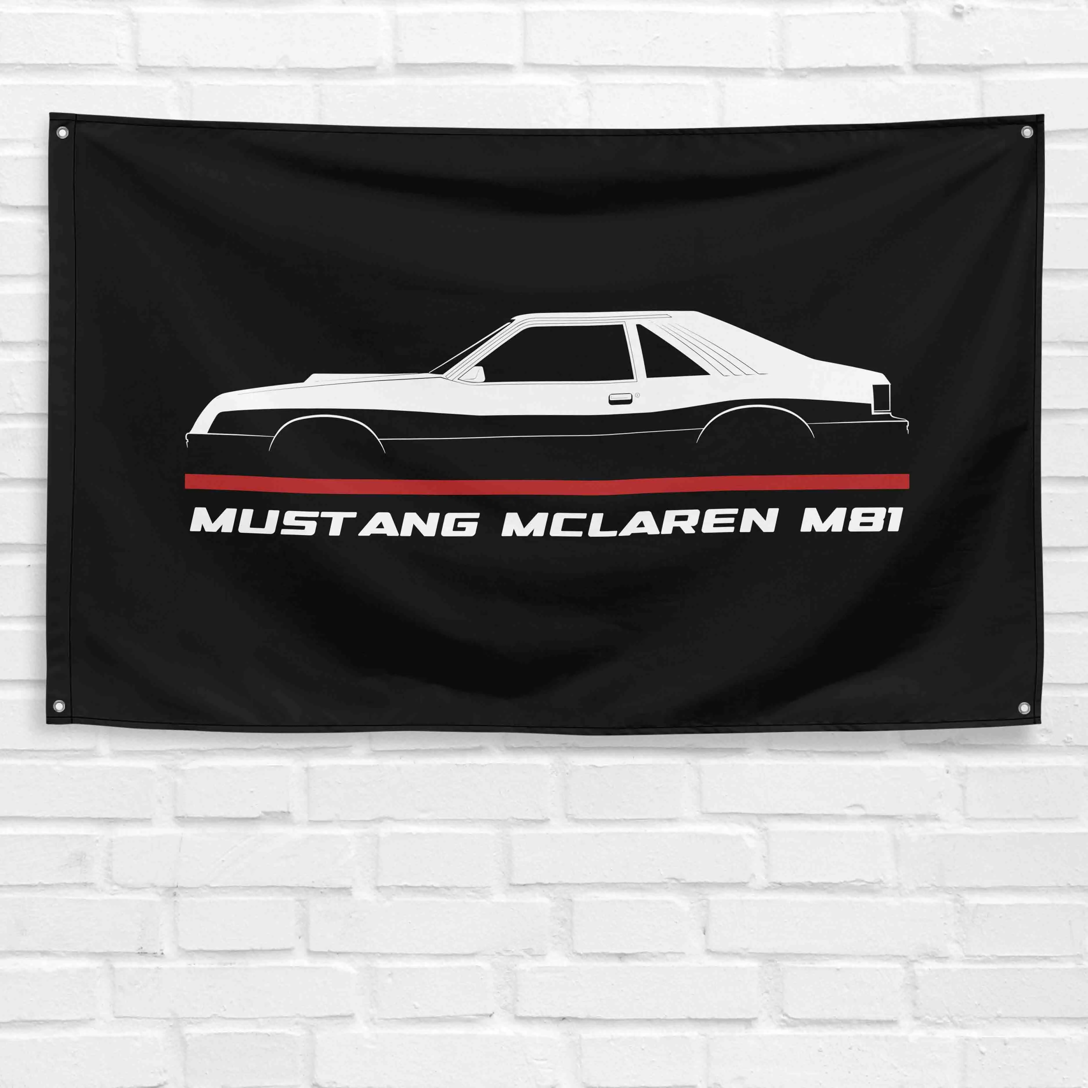 Mustang McLaren M81 1980 Lightweight Hanging Banner, 3x5 ft Flag, Home Garage Wall Decor, Festive & Party Birthday Gift Backdrop