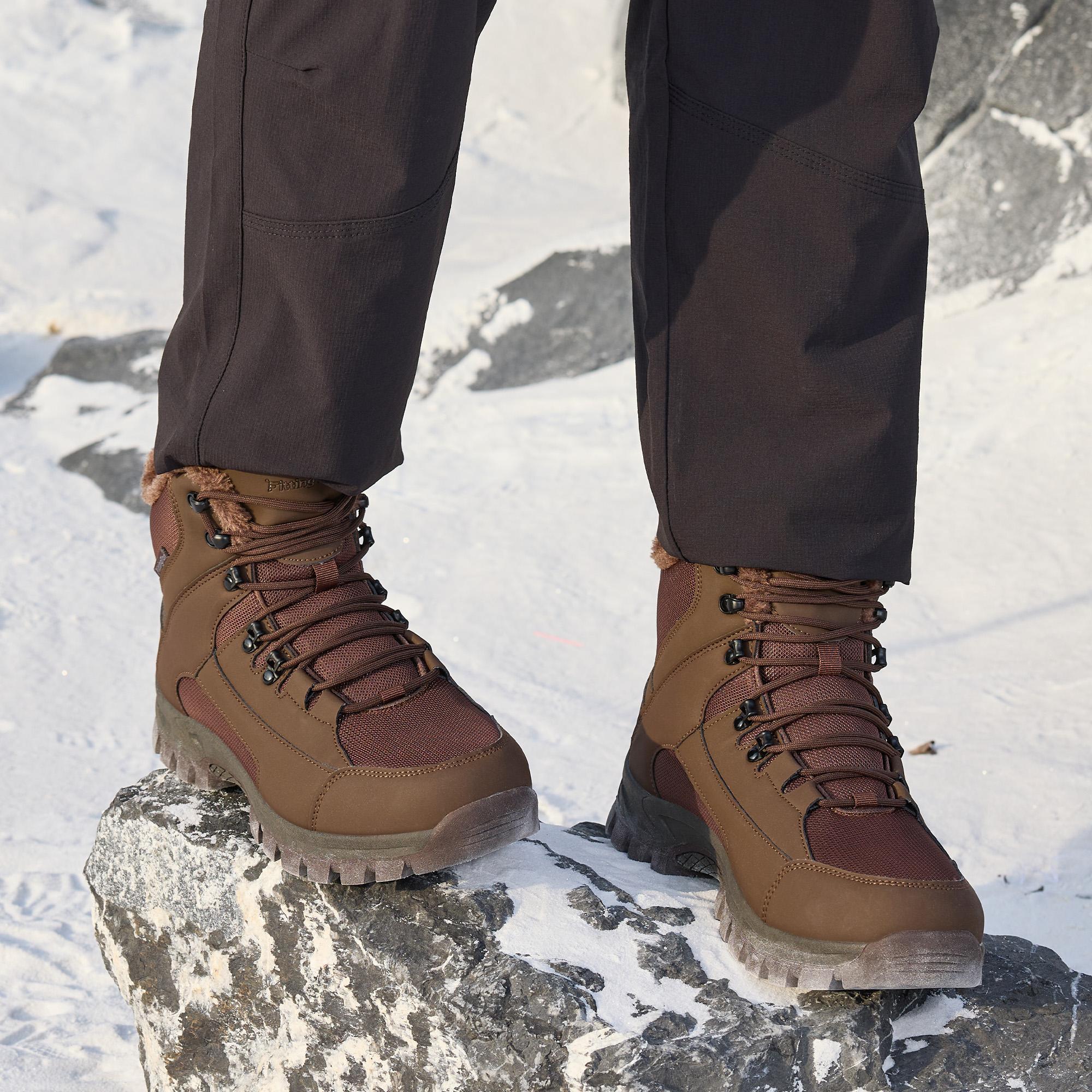 Fittington Men's Wolfwalk Winter Boots V3 Black Waterproof Insulated Mid Calf Snow Boots with Slip-Resistant Outsole & Plush Fur Lining for All-Day Comfort