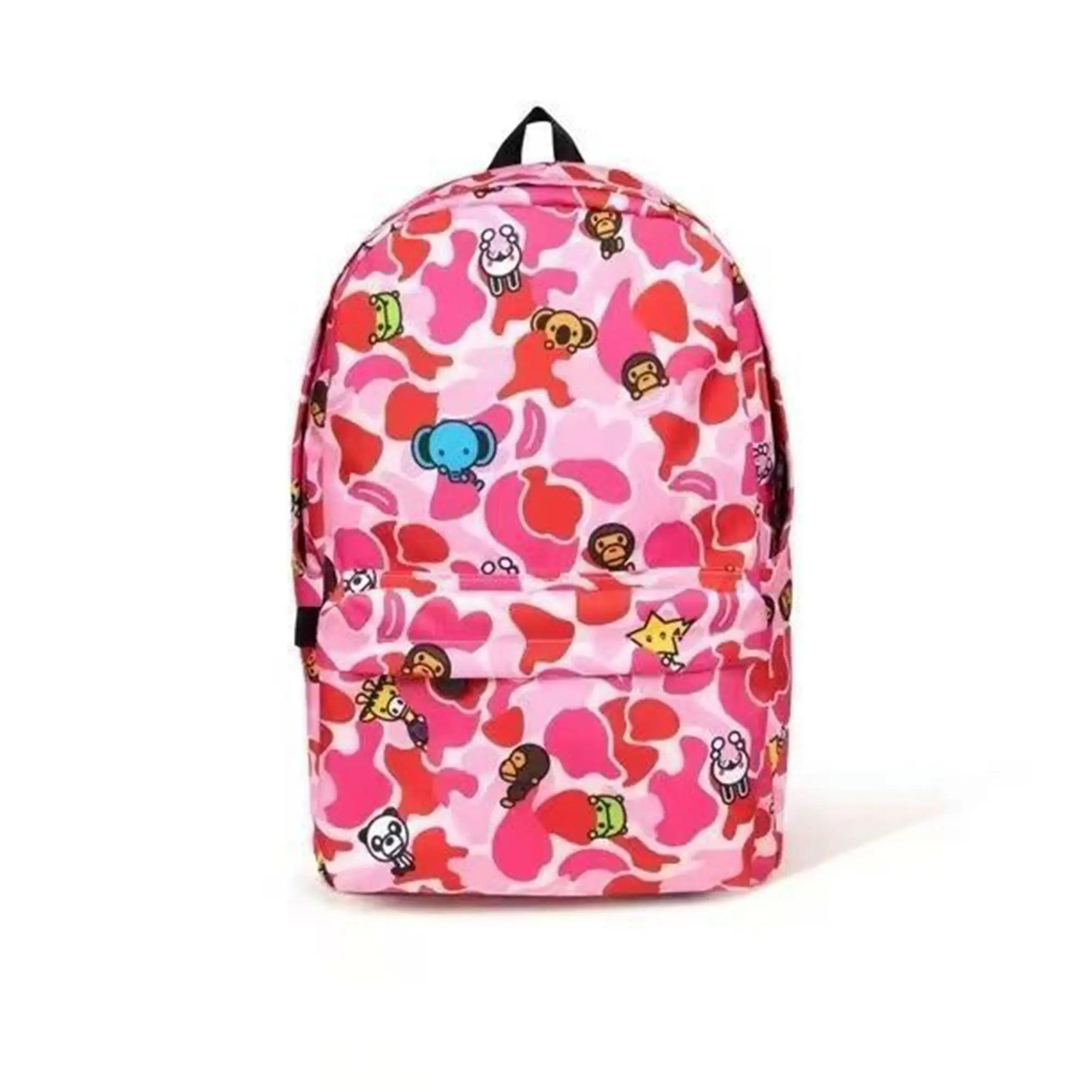 Baby Milo All Over Print Backpack, Cute Cartoon Monkey Nylon Casual Daypack, Large Capacity Laptop School Backpack for Teen Girls Women, Streetwear Camo/Fruit/Hawaii Floral Print Travel Rucksack Daily Commute Book Bag