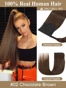 Human Hair Ponytail Real Natural Hair Clip In Ponytail invisible Human Hair High Ponytails 12-24 inch 40G-60G Real Hair Ponytail Extension