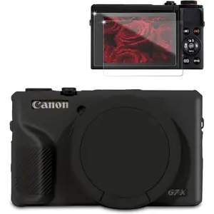 Case for  G7X Mark III Camera, Soft  Protective Case, Powershot G7X Mark III Sleeve with Removable Lens Cover & Screen Protector Accessories, Slim Fit, Anti-Scratch (Black)