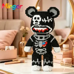18" Skeleton Skull Bear Micro Building Blocks| Large Spooky DIY Room Decor