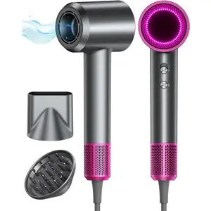Hair Dryer, 160000RPM with 500M Ionic Negative, Blow Dryer with Diffuser, Fast Drying Hairdryer for Women and Men, Thermo-Control Lightweight Quiet for Curly Hair, Home Travel Salon