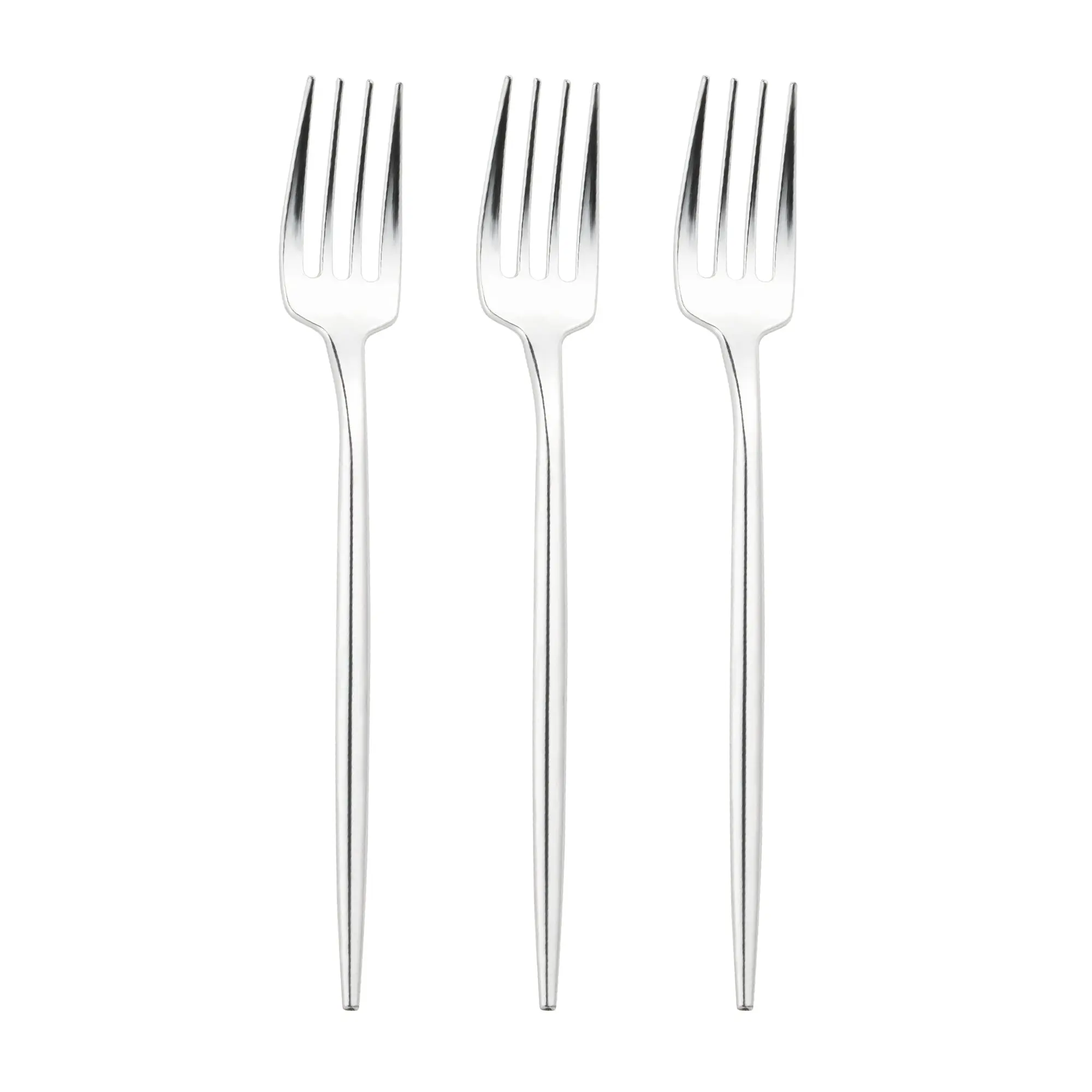 Shiny Silver Moderno Disposable Plastic Dessert Forks