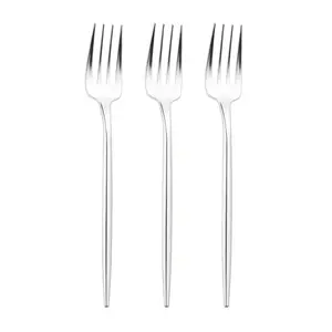 Shiny Silver Moderno Disposable Plastic Dessert Forks