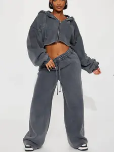 Charcoal Fleece Pant Set – Women’s Hoodie + Joggers | Soft, Comfy, Relaxed Fit