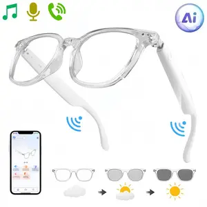 Smart Glasses , Clear Frame Blue Light Glasses, Magnetic Charging, Open-Ear Design, Voice Assistant, Bluetooth Glasses with Speakers, Audio Eyeglasses for Working Gaming camera