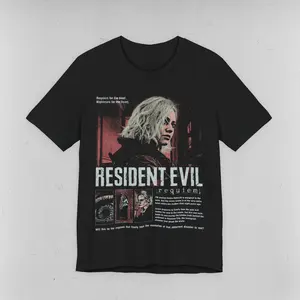Women's Casual Streetwear Resident Evil Requiem Graphic 100% Cotton Short-Sleeve O-Neck T-Shirt, Unisex Y2k 2026 Summer Retro Fashion Fan Gift