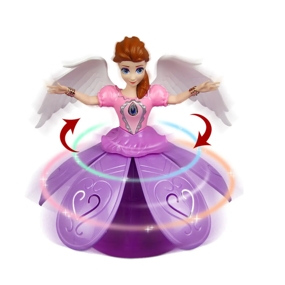 Interactive Dancing Angel Doll Toy, Electric Spinning Toys with Music and Lights, Montessori Toys, Kids Toys, Pretended Birthday Gift Toys for Kid