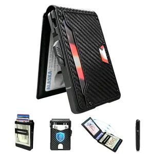 High-Quality Men's Wallet (with RFID Protection): This wallet holds 10 to 13 cards and features a money clip as well as an ID window. Crafted from aluminum alloy, it sports a bi-fold design and is equipped with a push-button card ejection mechanism.