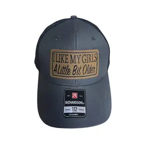 Richardson 112 Funny Trucker Hat - I Like My Girls A Little Bit Older Retro Mesh Snapback Cap for Men, Premium Mid-Profile Structured Leather Patch Country Caps, Adjustable Everyday Sun Hat
