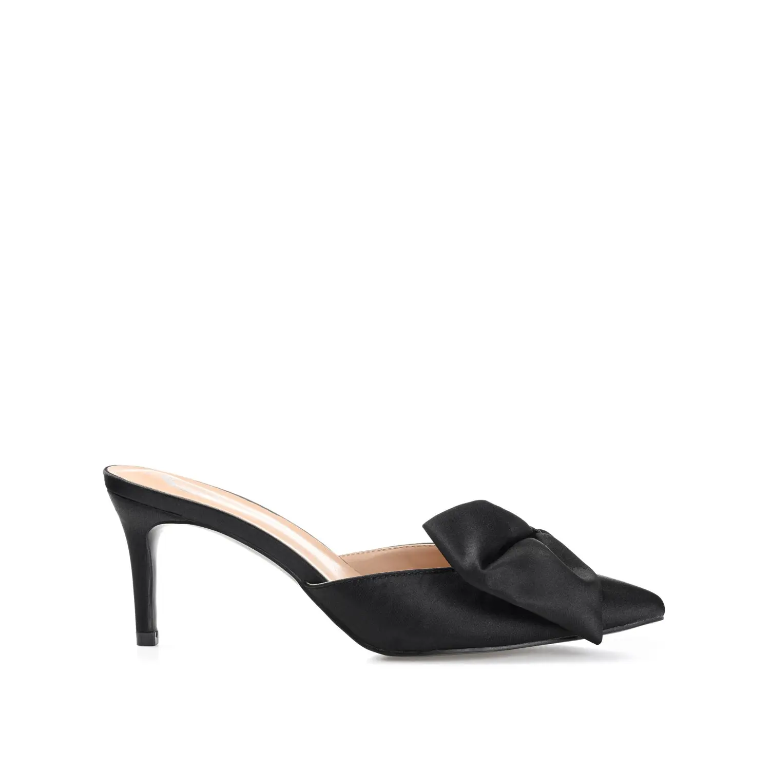 Journee Collection Tiarra Satin Bow Heels - Wide Width 3 Inch Stiletto Pumps for Women - Wedding Guest & Occasion Shoes - Black