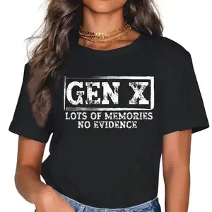 Generation X has many memories without evidence, interesting patterns, retro worn-out round neck T-shirts, unisex casual short sleeved tops, 80s and 90s nostalgic satirical clothingRAIMENTRY