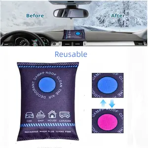 Reusable Car Silica Gel Dehumidifier Bag - 100ml Moisture Absorber, Color Indicator, Condensate Free for Car, House