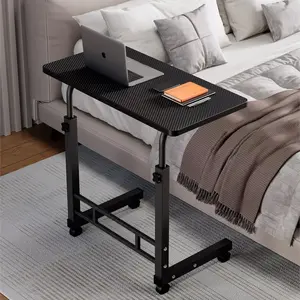 Height Adjustable Bedside Laptop Table with Wheels, Mobile Computer Desk for Bed, Sofa & Couch, Black