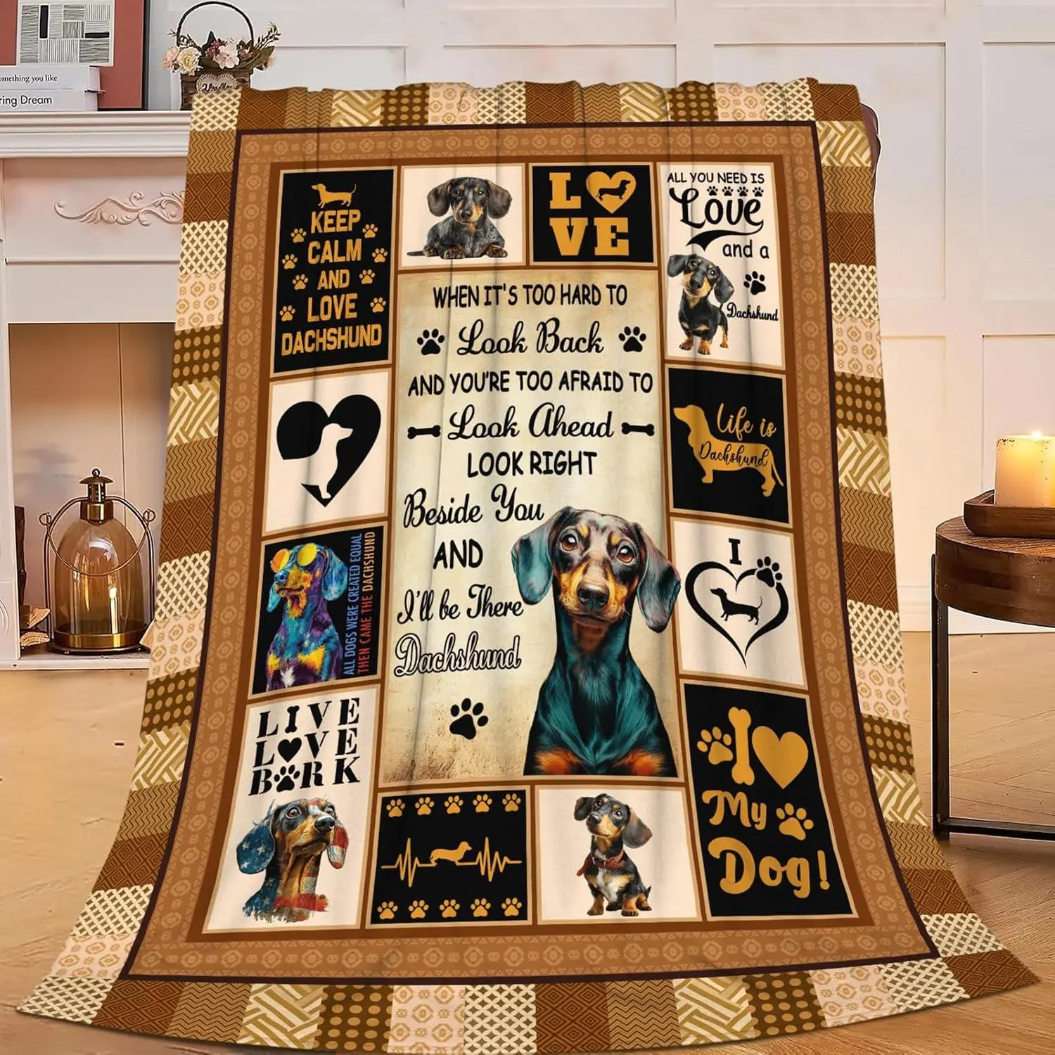 Flannel Blanket | Dachshund Weiner Dog Soft Flannel Throw Blanket, Cozy Warm Fuzzy Plush Gift For Dog Lovers Kids Girls Boys Adults Women Men, Perfect Home Decor | Home & Gift