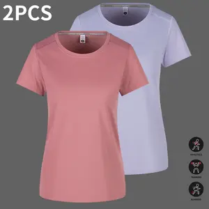 2pcs, women’s solid-color T-shirt — casual crew neck, short sleeves, summer fashion, everyday tee | casual style | comfortable fit