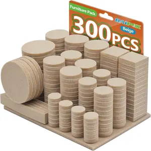 300 Pack Premium Beige Furniture Felt Pads Self Adhesive Anti Scratch Floor Protector for Furniture Legs Hardwood with 60 Cabinet Door Bumpers