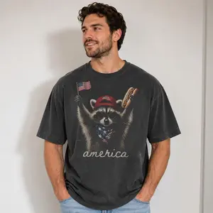 Feral & Free Racoon T-shirt, 4th of July Shirt, USA Independence Day Shirt, Funny Raccoon Tee, Patriotic Shirt, July 4th Gift