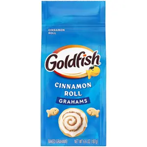 Goldfish Cinnamon Roll Grahams Baked Snack Crackers 6.6 Oz Bag Delightful Cinnamon Flavor Generous Size for On-the-Go Snacking Sweet Treats