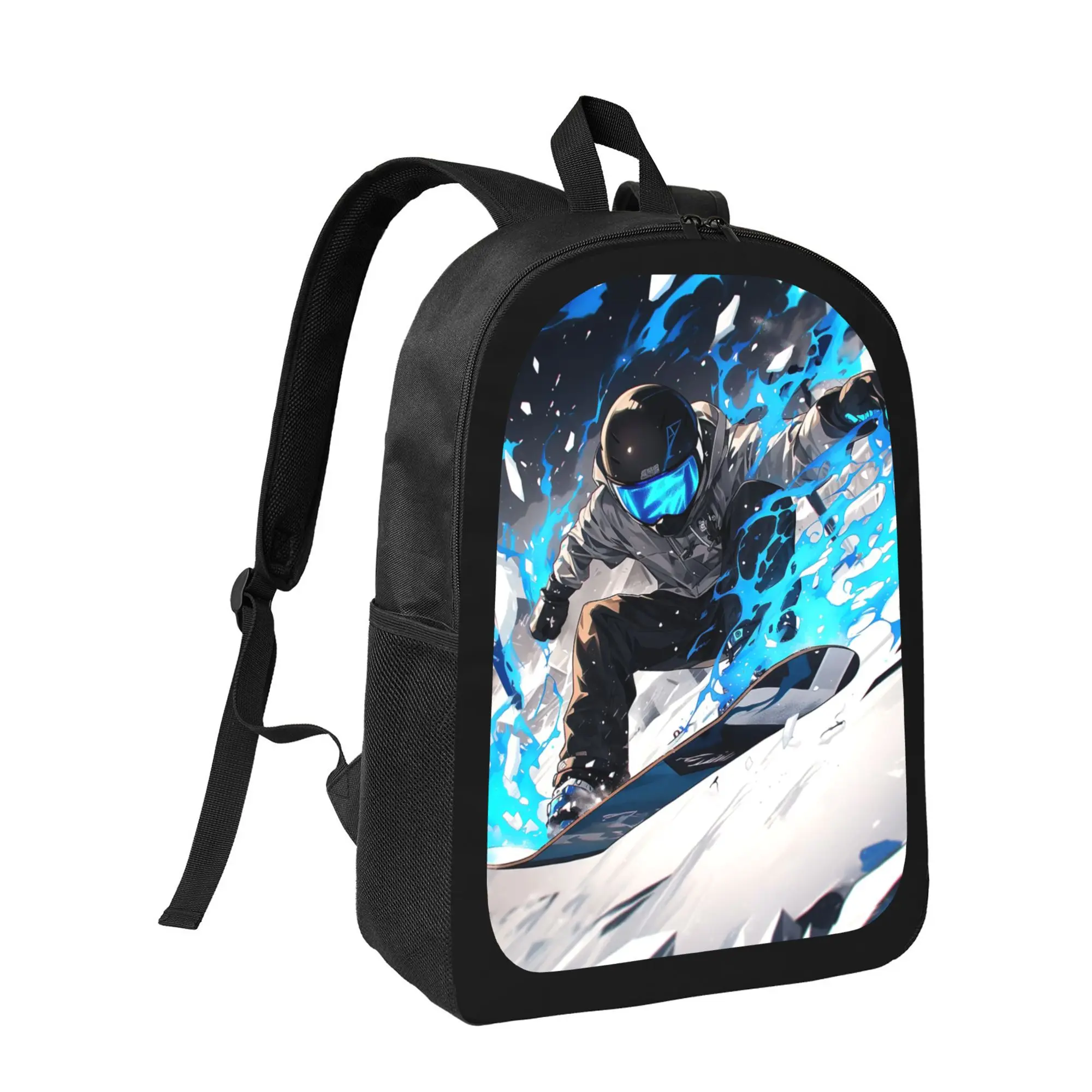 Ski Backpack - Lightweight High Capacity School Bag with Adjustable Strap, Zipper Closure, Black with Skier Pattern - Durable Backpack, Suitable for Teens, College Students, Travelers - Boys and Girls, School Backpack, College Student Gear, Stylish
