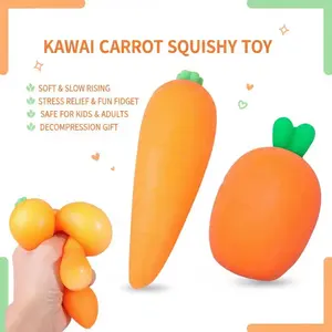 Kawaii Carrot Squishy Toy Soft Slow Rising Simulation Vegetable Stress Relief Fidget Toys for Kids Adults Decompression Gift