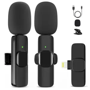 Black Microphone for iPhone - Compact Design, USB Charging Port, Ideal for Audio Recording and Communication