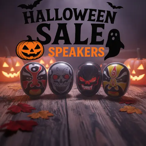 Red Mini Size Skull Mask Speaker - Gift-Ready for Friend and Child, 7-Color Rhythm Light, Easy to Carry, Stereo TWS Pairing, Subwoofer Bass, Chinese Opera Audio Compatible, Works with Smartphones/Tablets, Learn Chinese Traditional Culture