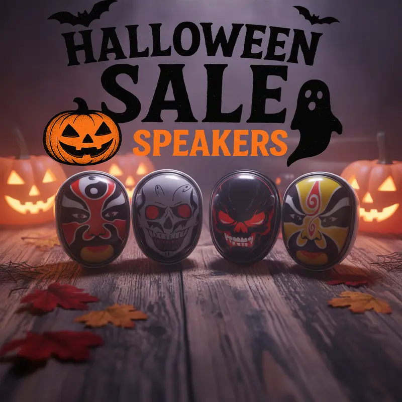 Red Mini Size Skull Mask Speaker - Gift-Ready for Friend and Child, 7-Color Rhythm Light, Easy to Carry, Stereo TWS Pairing, Subwoofer Bass, Chinese Opera Audio Compatible, Works with Smartphones/Tablets, Learn Chinese Traditional Culture
