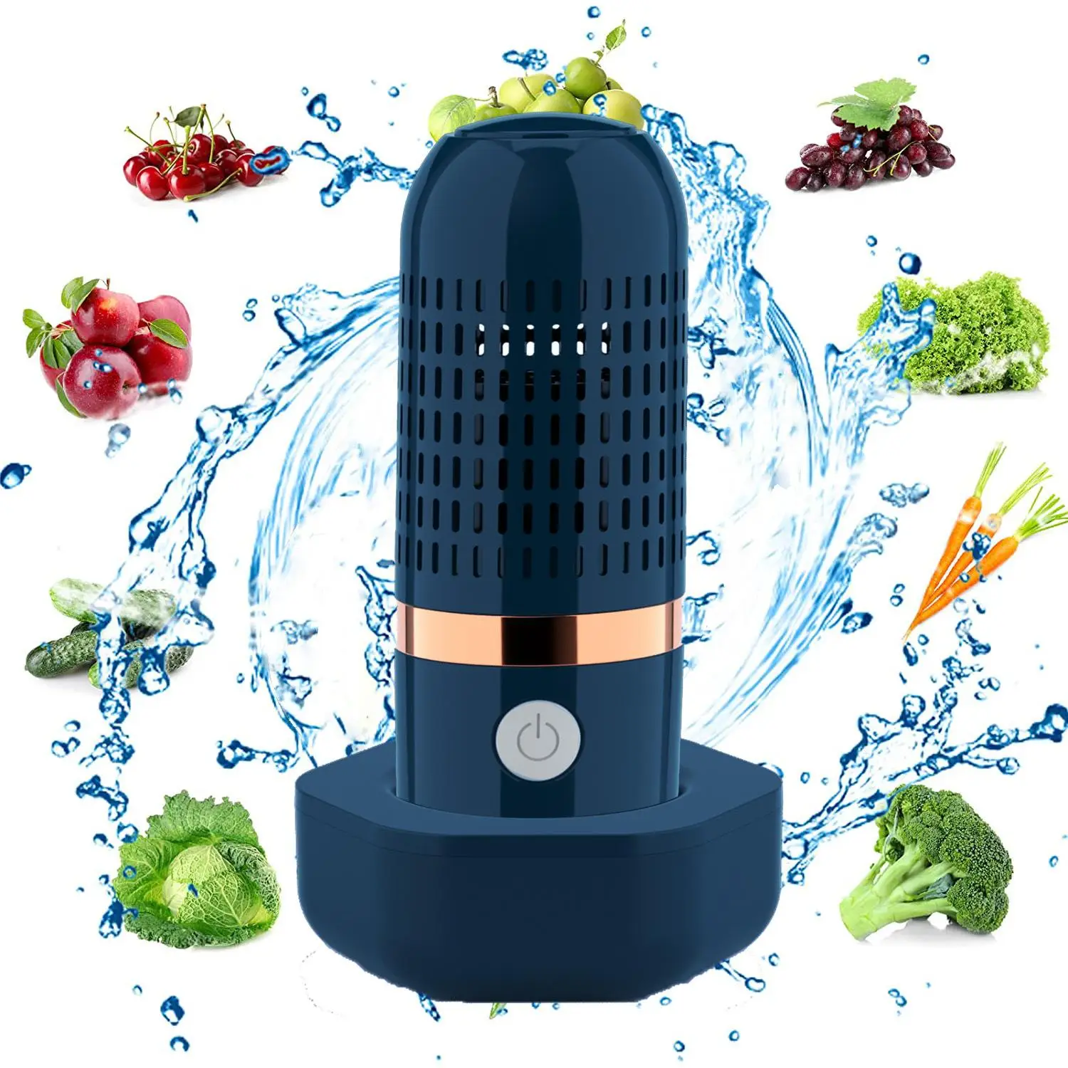Oxygen Ion Fruit and Vegetable Cleaning Machine, Portable Capsule Type Cleaning Machine, Wireless Charging Fast and Efficient Cleaning Purifier for Fr